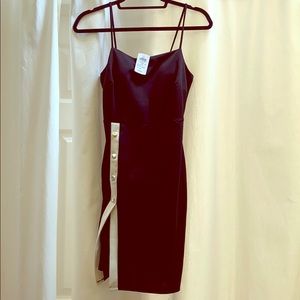 Windsor Black and White Buttoned Slit Dress